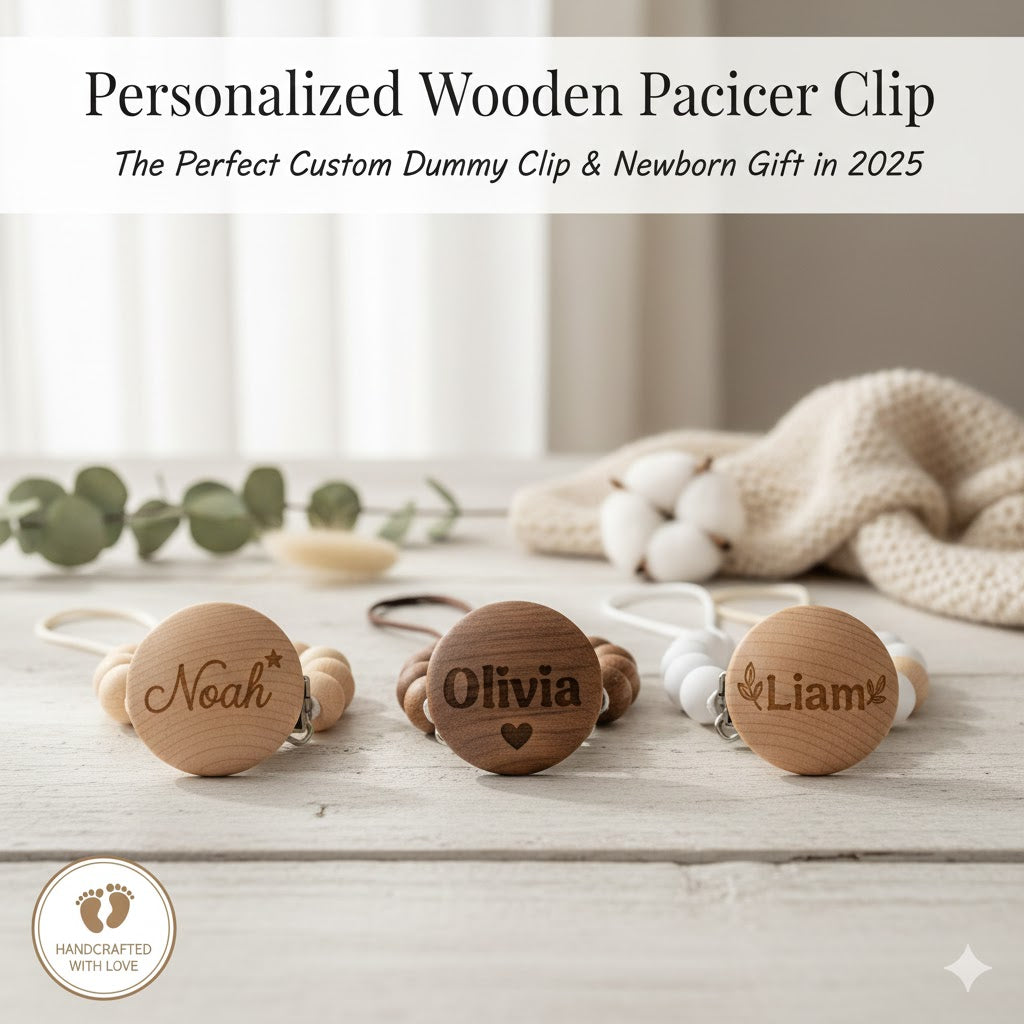 Personalized Wooden Pacifier Clip – The Perfect Custom Dummy Clip & Newborn Gift in 2025