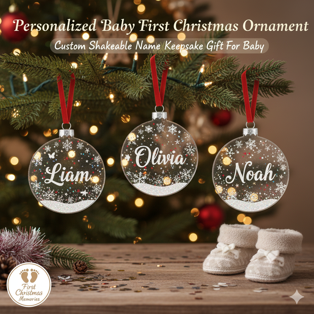 Personalized Baby First Christmas Ornament – Custom Shakeable Name Keepsake Gift for Baby’s Magical First Holiday
