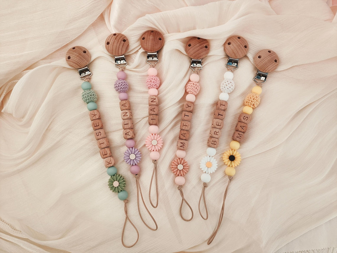 Personalized Pacifier Clip Custom Dummy Clip Soother Holder Binky Clip Soft Pacifier Holder Gift For Newborn