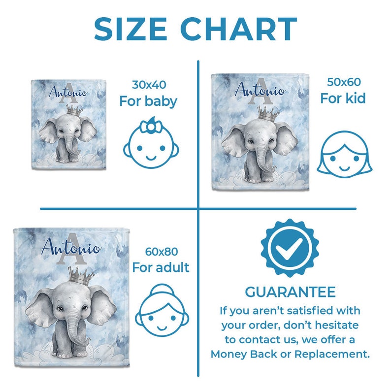 Personalized Elephant Baby Blanket Cute Custom Name Plush Fleece Soft Baby Blanket Gift For Newborn