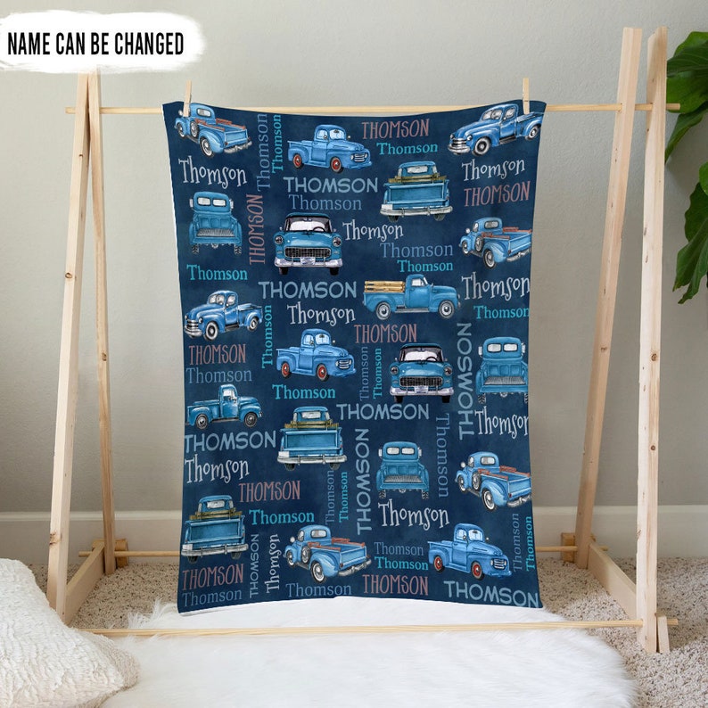 Personalized Sports Car Baby Blanket Muscle Car Custom Name Soft Baby Blanket Gift For Boys