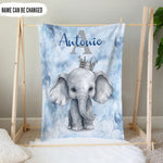 Personalized Elephant Baby Blanket Cute Custom Name Plush Fleece Soft Baby Blanket Gift For Newborn