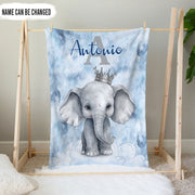 Personalized Elephant Baby Blanket Cute Custom Name Plush Fleece Soft Baby Blanket Gift For Newborn