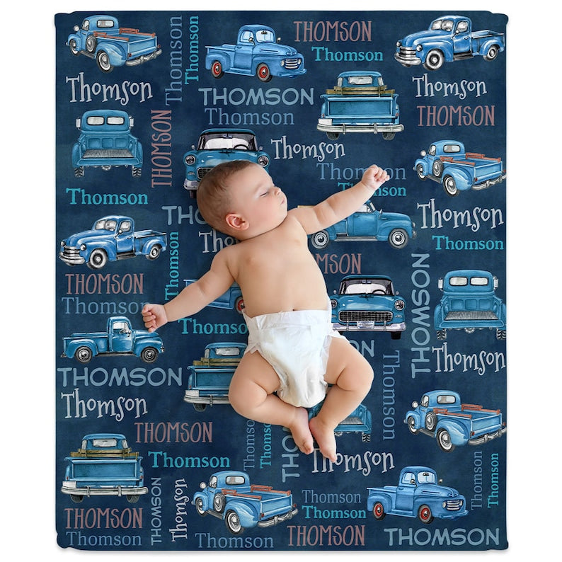 Personalized Sports Car Baby Blanket Muscle Car Custom Name Soft Baby Blanket Gift For Boys