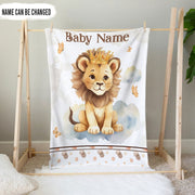 Personalized Lion Baby Blanket Cute Custom Name Soft Baby Blanket Gift For Baby