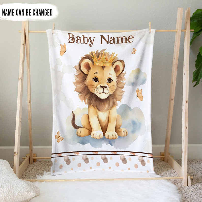 Personalized Lion Baby Blanket Cute Custom Name Soft Baby Blanket Gift For Baby