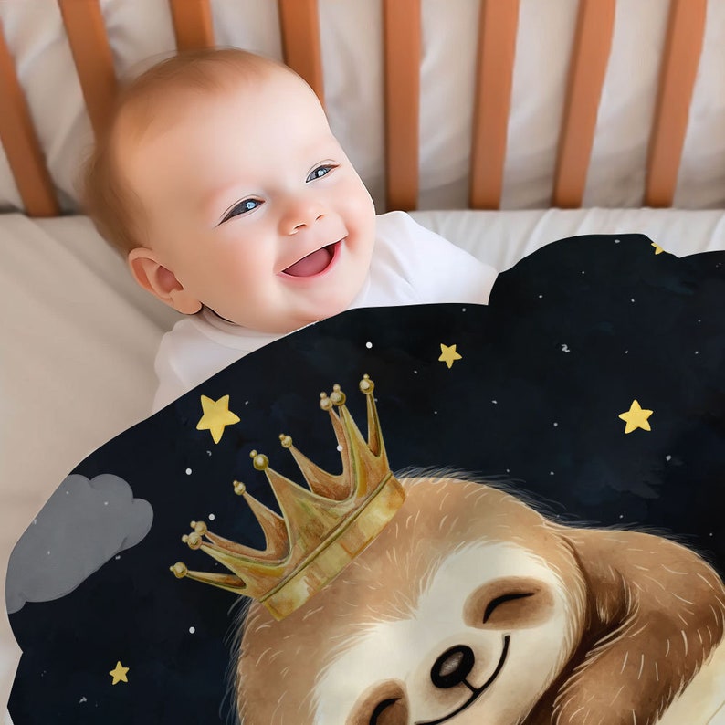 Personalized Sloth Baby Blanket Custom Name Newborn Swaddle Soft Baby Blanket Gift For Newborn
