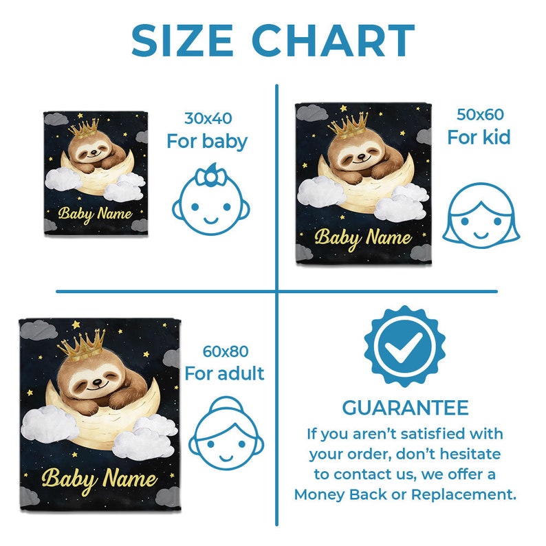 Personalized Sloth Baby Blanket Custom Name Newborn Swaddle Soft Baby Blanket Gift For Newborn