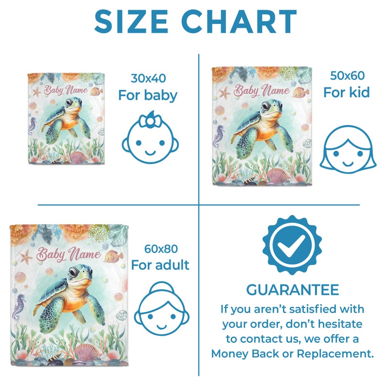 Personalized Sea Turtle Baby Blanket Floral Turtle Swaddle Blanket With Custom Name Soft Baby Blanket Gift For Newborn