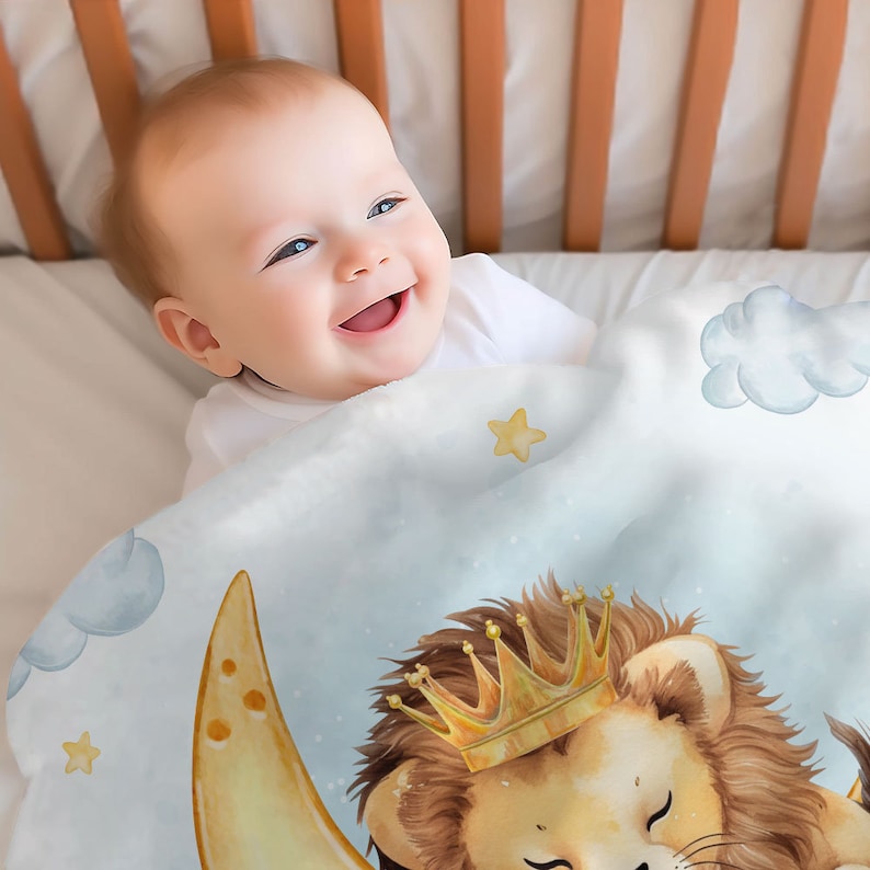 Personalized Lion Baby Blanket Custom Name Soft Baby Blanket For Newborn Gift For Newborn