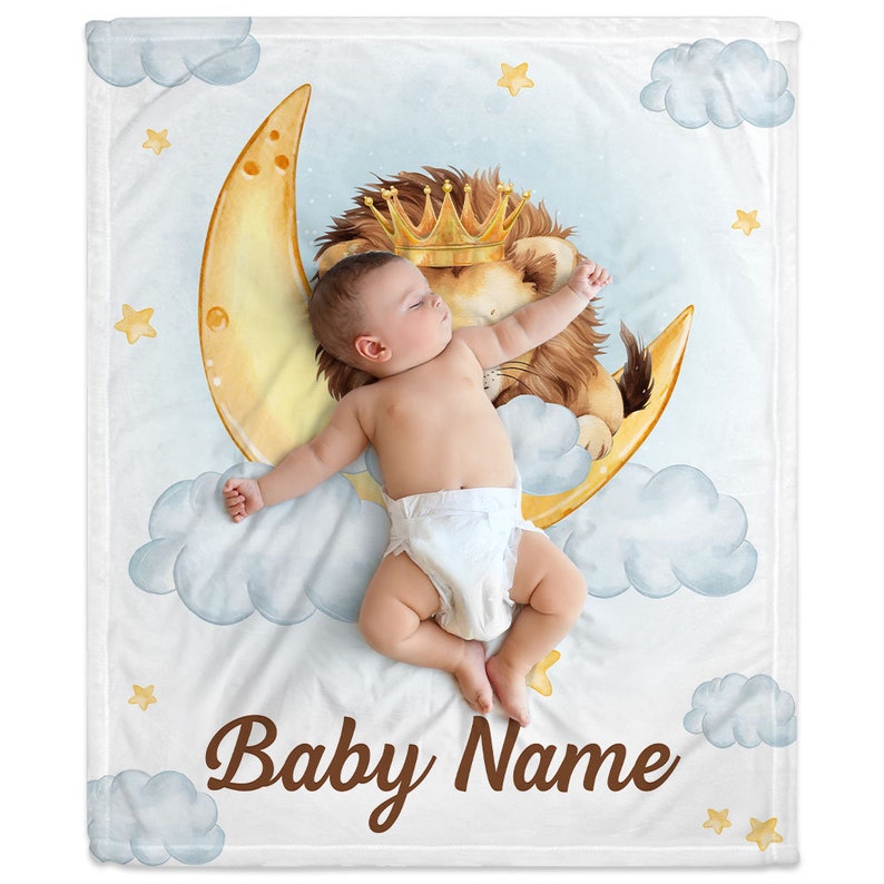 Personalized Lion Baby Blanket Custom Name Soft Baby Blanket For Newborn Gift For Newborn