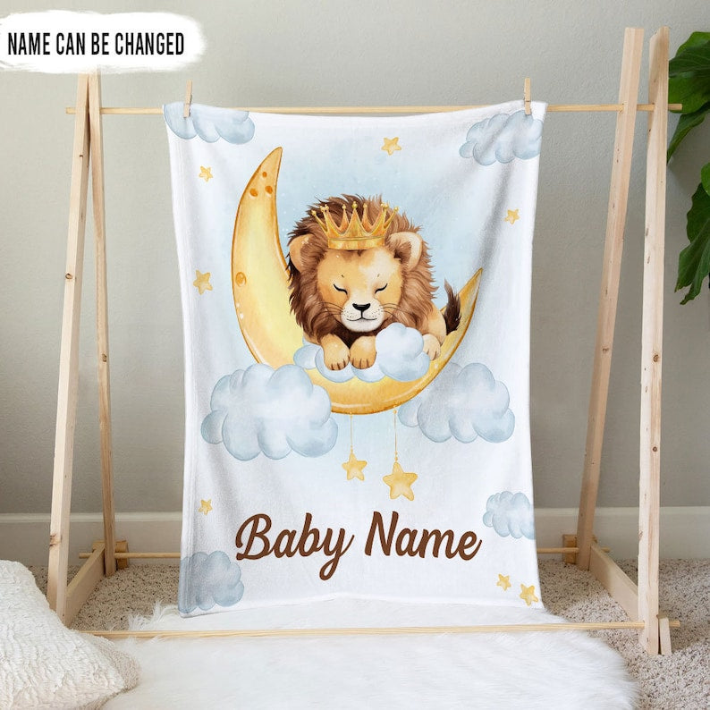 Personalized Lion Baby Blanket Custom Name Soft Baby Blanket For Newborn Gift For Newborn