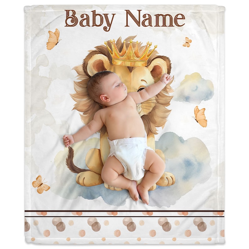 Personalized Lion Baby Blanket Cute Custom Name Soft Baby Blanket Gift For Baby