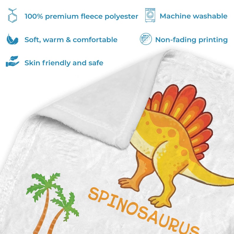 Personalized Dinosaur Baby Blanket Custom Name Soft Toddler Blanket Gift For Baby