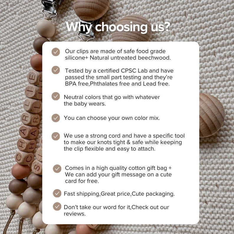 Personalized Pacifier Clip Custom Newborn Soother Holder Boho Binky Clip Soft Dummy Holder Gift For Newborn