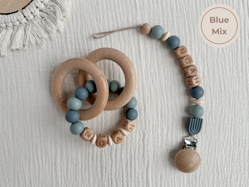 Personalized Pacifier Clip Custom Baby Name Soother Clip Rainbow Paci Holder Soft Dummy Clip Gift For Newborn