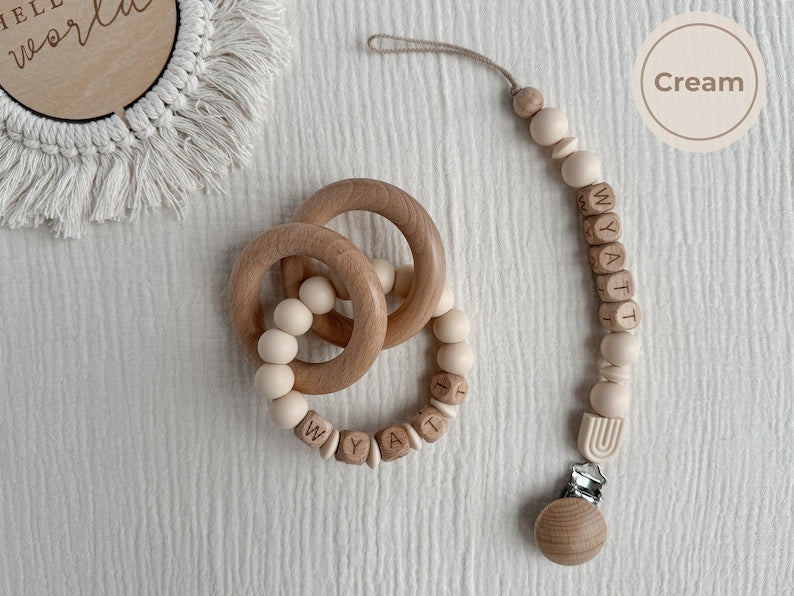 Personalized Pacifier Clip Custom Baby Name Soother Clip Rainbow Paci Holder Soft Dummy Clip Gift For Newborn