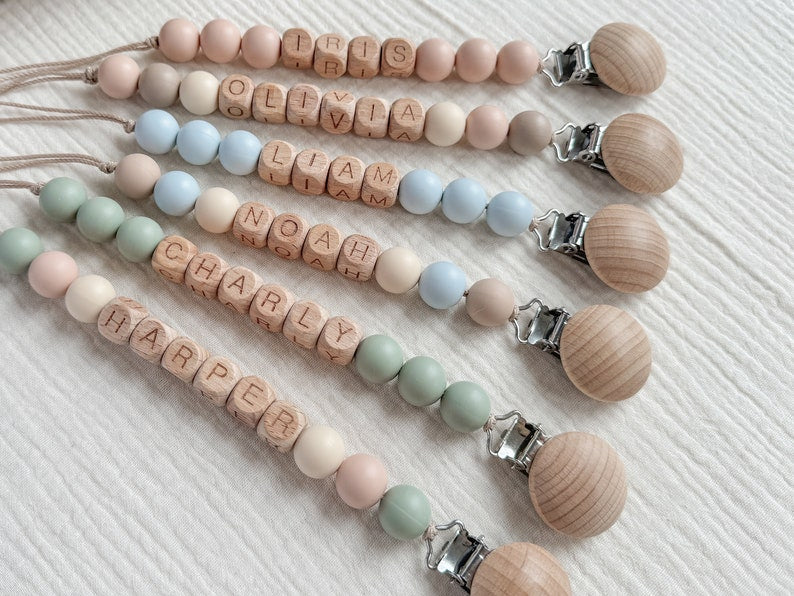 Personalized Soother Clip Custom Newborn Pacifier Clip Dummy Holder With Name Soft Paci Clip Gift For Newborn