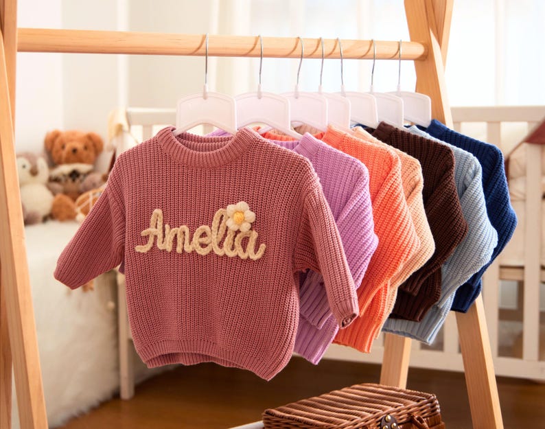 Personalized Baby Name Sweater Custom Embroidered Knit Baby Sweater Custom Name Jumper Soft Baby Sweater Gift For Baby