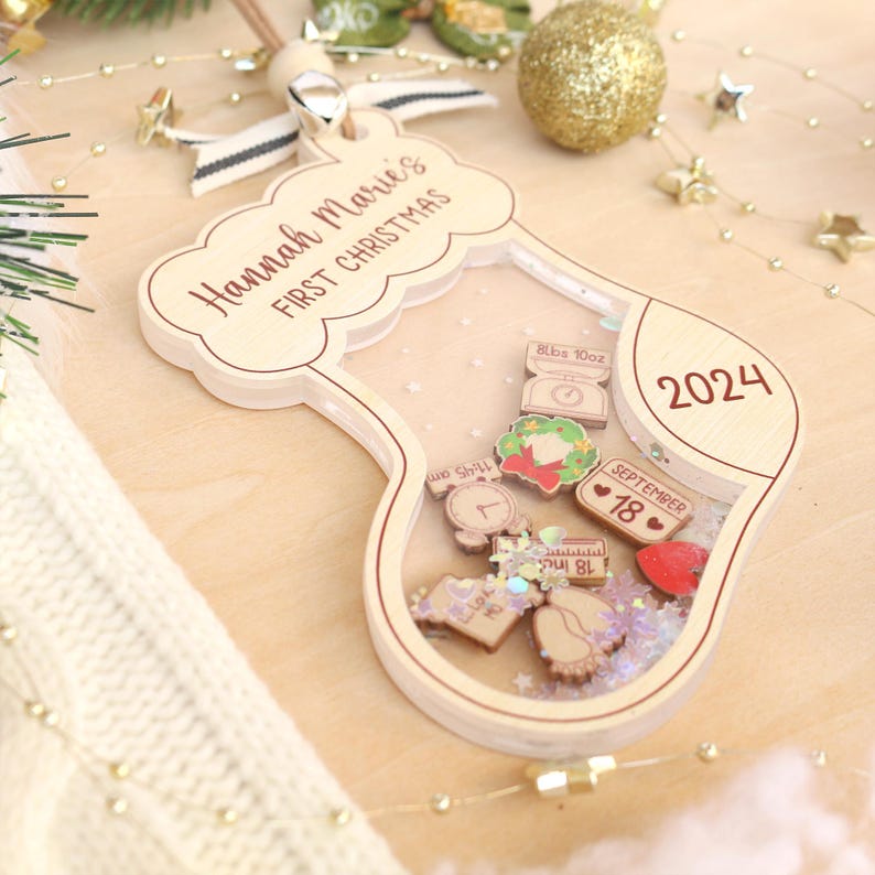 Personalized Baby First Christmas Ornament Custom Shakeable Acrylic Name Keepsake Gift For Baby