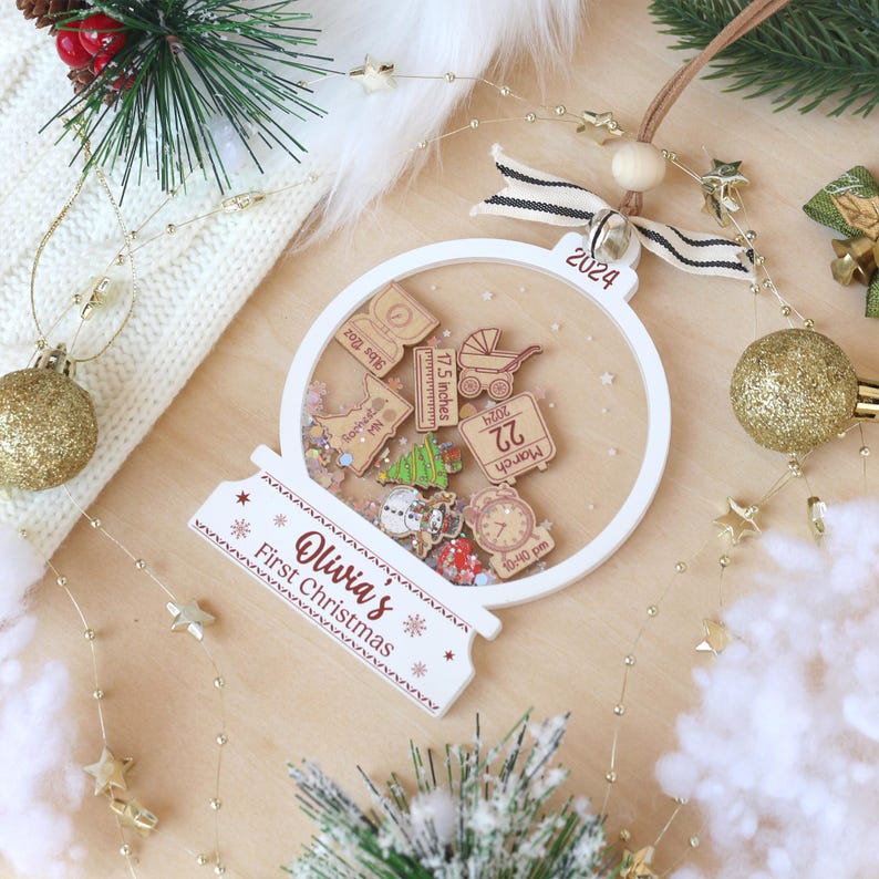 Personalized Babys First Christmas Ornament 2026 Custom Acrylic Shake Keepsake Gift For Baby