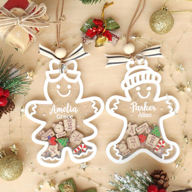 Personalized Baby First Christmas Ornament Gingerbread Shaker Custom Acrylic Keepsake Gift For Baby