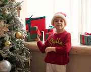 Personalized Christmas Baby Name Sweater Custom Embroidered Knit Baby Sweater Soft Crochet Baby Jumper Gift For Baby