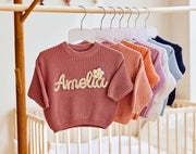 Personalized Baby Name Sweater Custom Embroidered Knit Baby Sweater Custom Name Jumper Soft Crochet Baby Sweater Gift For Baby