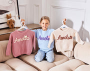 Personalized Baby Name Sweater Custom Embroidered Knit Baby Sweater Soft Crochet Baby Jumper Custom Name Sweater Gift For Baby