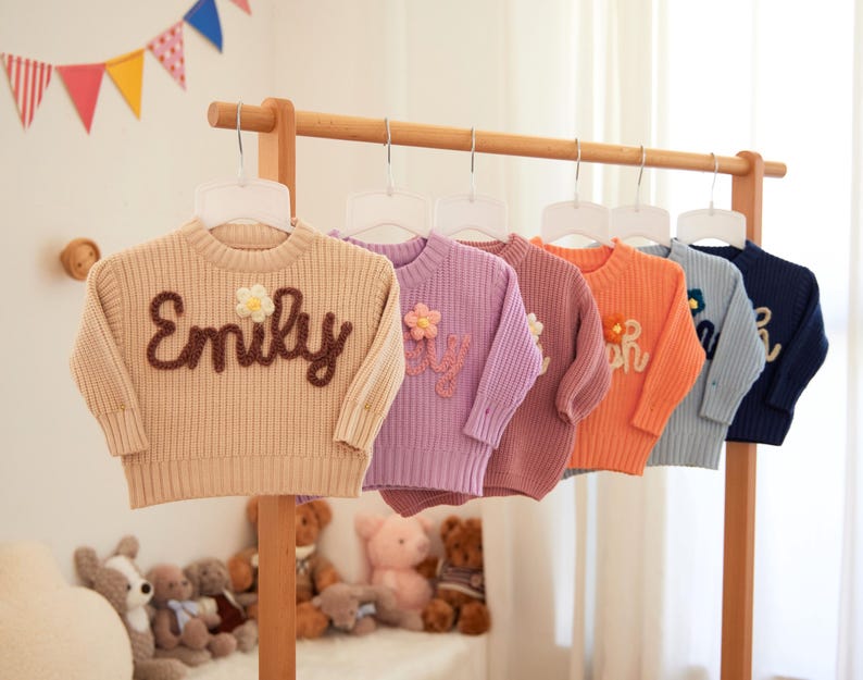 Personalized Baby Name Sweater Custom Embroidered Knit Baby Sweater Custom Name Jumper Soft Baby Sweater Gift For Baby