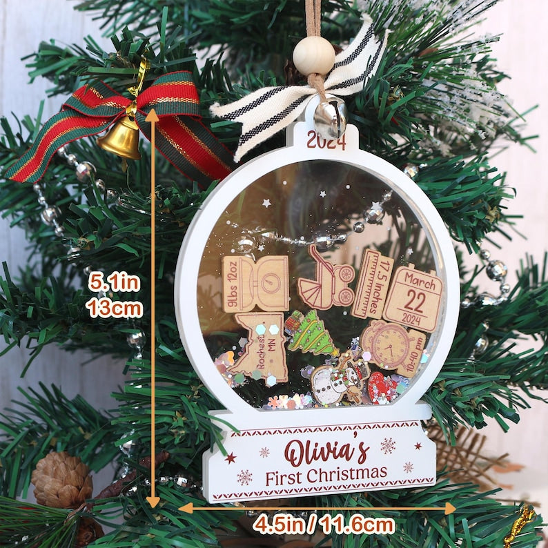 Personalized Babys First Christmas Ornament 2026 Custom Acrylic Shake Keepsake Gift For Baby