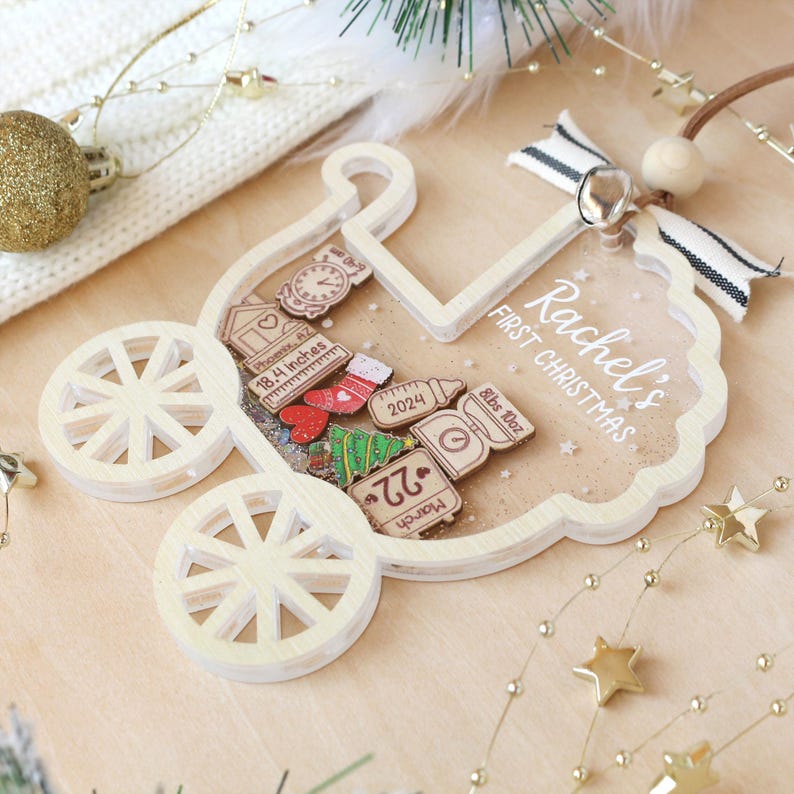 Personalized Baby First Christmas Ornament Custom Shakeable Name Keepsake Gift For Baby