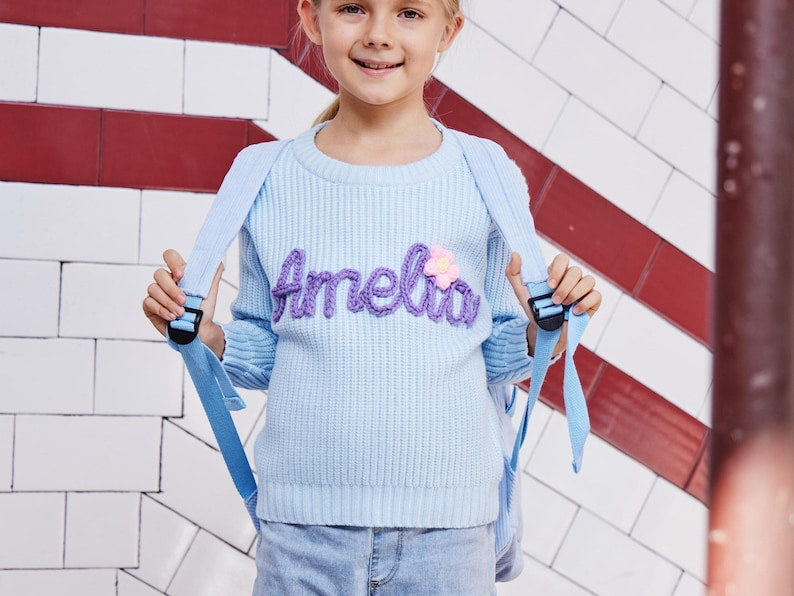 Personalized Baby Name Sweater Custom Embroidered Knit Baby Sweater Soft Crochet Baby Jumper Gift For Baby