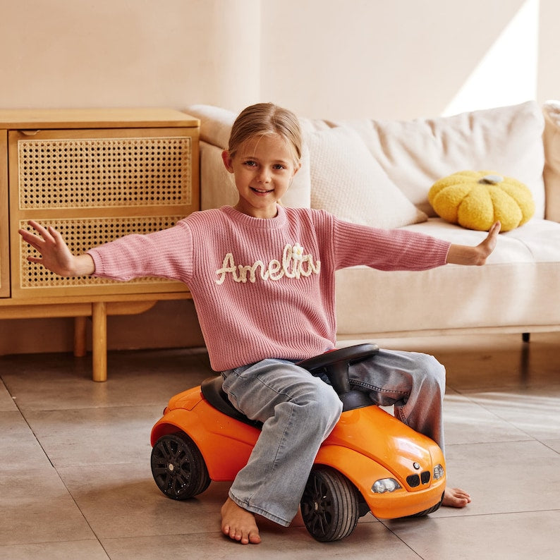 Personalized Baby Name Sweater Custom Embroidered Knit Baby Sweater Soft Crochet Baby Jumper Gift For Baby