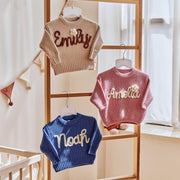 Personalized Knit Baby Sweater Custom Baby Name Sweater Embroidered Crochet Baby Jumper Soft Knit Baby Sweater Gift For Baby