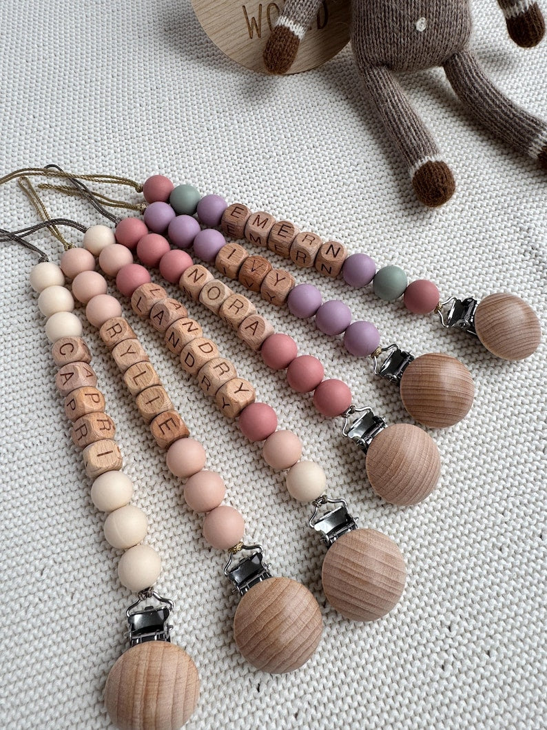 Personalized Pacifier Clip Custom Newborn Soother Holder Binky Clip Soft Dummy Holder With Name Gift For Newborn