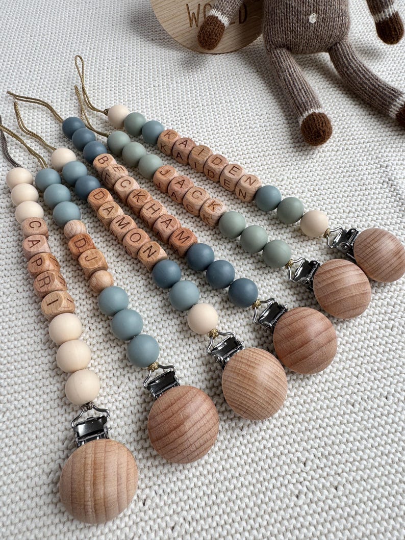 Personalized Pacifier Clip Custom Newborn Soother Holder Binky Clip Soft Dummy Holder With Name Gift For Newborn