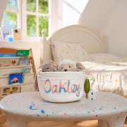 Personalized Handmade Baby Basket I Cord Knitting Craft Custom Soft Toy Organizer Nursery Storage Basket Gift For Baby