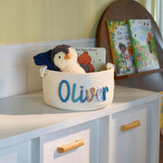 Personalized Baby Basket Handmade Cotton I Cord Knit Toy Organizer Soft Nursery Storage Basket Gift For Baby