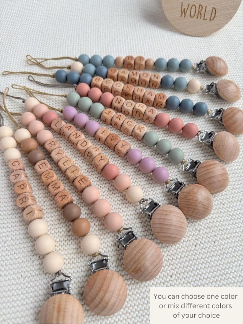 Personalized Pacifier Clip And Rattle Custom Baby Gift Handmade Newborn Binky Holder Soft Baby Set Gift For Newborn