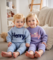 Personalized Baby Name Sweater Custom Embroidered Knit Crochet Vintage Baby Sweater Soft Knit Baby Jumper Gift For Baby