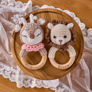 Personalized Baby Crochet Rattle Animal Handmade Soft Baby Rattle Toy Gift For Newborn