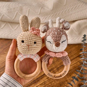 Personalized Baby Crochet Rattle Custom Animal Handmade Soft Rattle Toy Gift For Baby