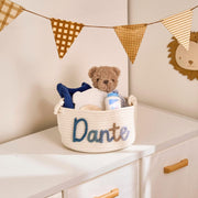 Personalized Handmade Baby Basket I Cord Knitting Craft Custom Toy Organizer Soft Nursery Basket Gift For Baby