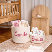 Personalized Handmade Baby Basket I Cord Knitting Craft Soft Toy Organizer Custom Baby Basket Gift For Baby