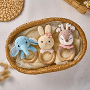 Personalized Animal Crochet Baby Rattle Handmade Cotton Soft Baby Rattle Toy Gift For Newborn