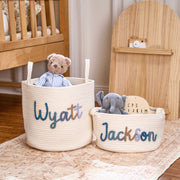 Personalized Handmade Baby Basket I Cord Knitting Craft Soft Toy Organizer Custom Christmas Basket Gift For Baby