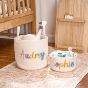 Personalized Handmade Baby Basket I Cord Knitting Craft Soft Toy Storage Custom Baby Basket Gift For Baby