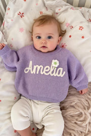 Personalized Baby Name Sweater Custom Embroidered Knit Crochet Baby Sweater Soft Knit Baby Jumper Gift For Baby