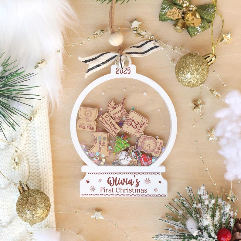 Personalized Babys First Christmas Ornament 2026 Custom Acrylic Shake Keepsake Gift For Baby